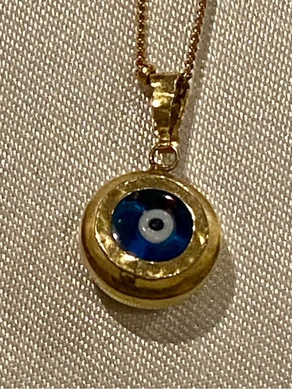 Gold Blue Evil Eye Pendant Necklace 14k
